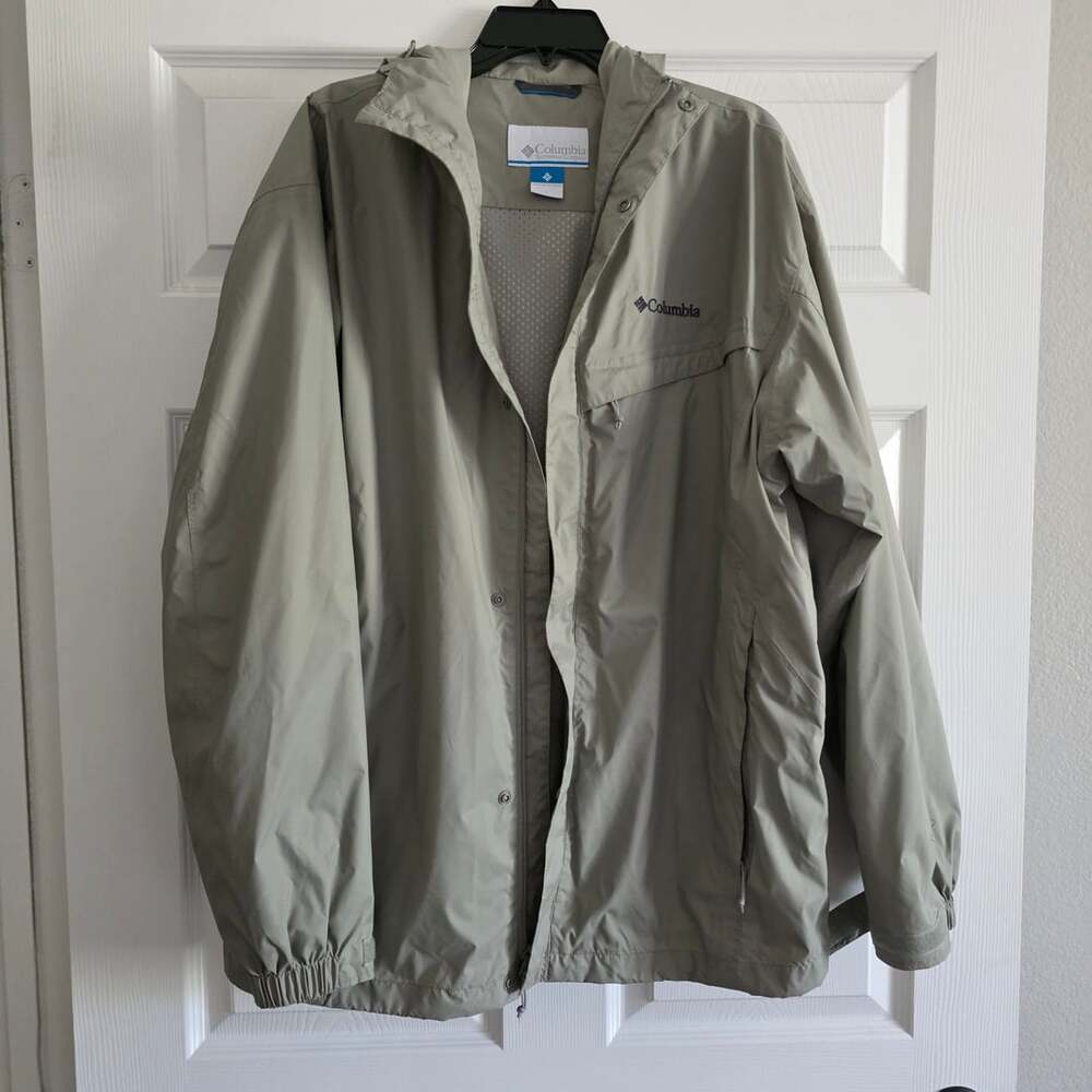 Columbia Sage Green Hooded Windbreaker Jacket Men's L Gorpcore Utility
